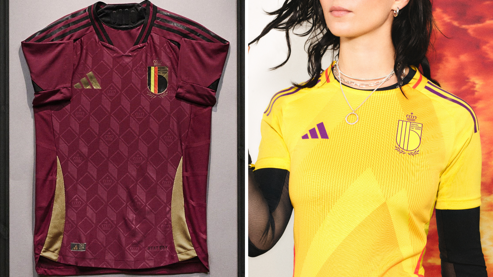Belgium's home and away kits for Euro 2025
