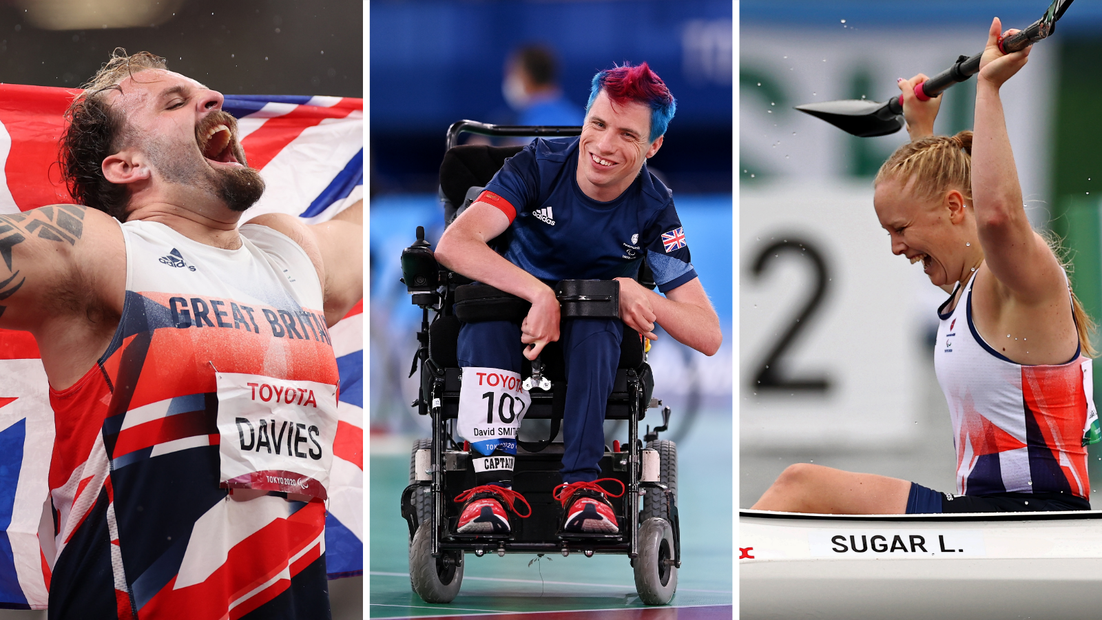 Welsh Paralympic champions Aled Sion Davies, David Smith and Laura Sugar