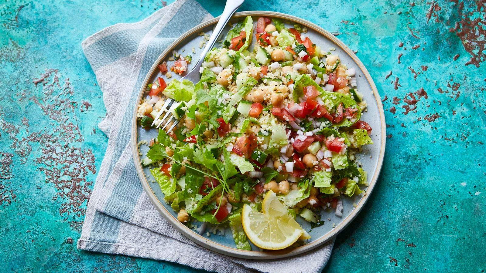 Salsa, chickpea and couscous salad