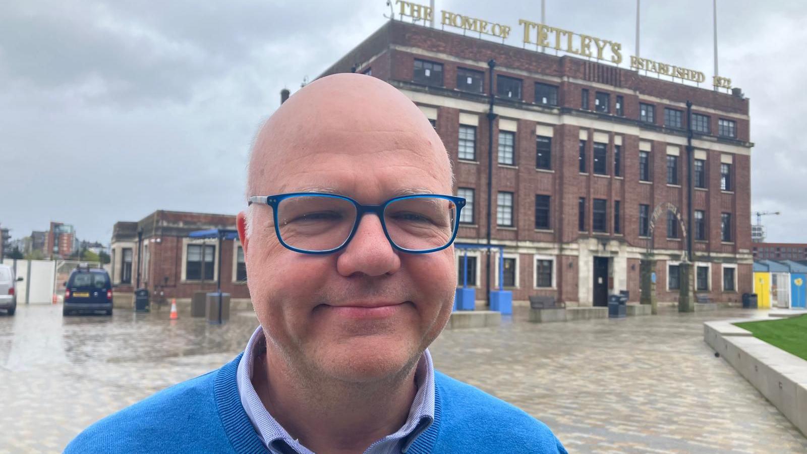 Martin Hamilton in front of the Tetley building