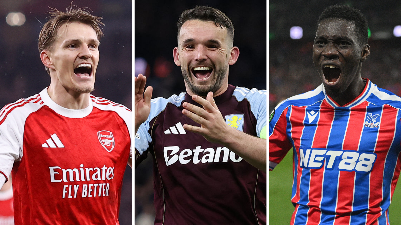 Arsenal, Aston Villa and Crystal Palace players celebrate reaching European finals