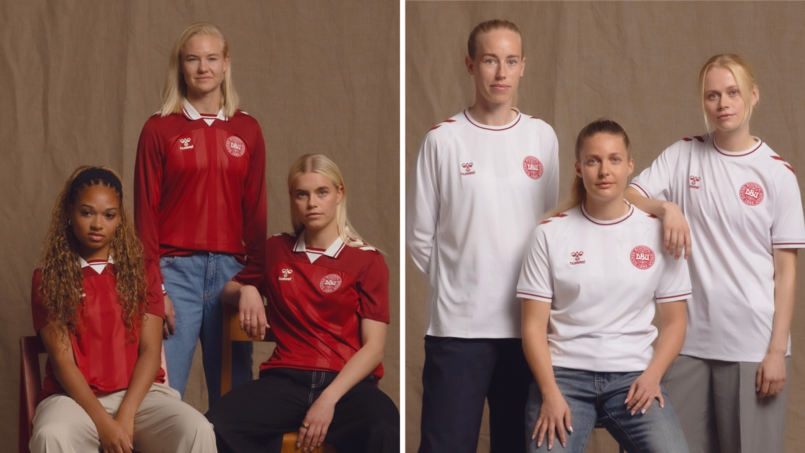 Denmark's home and away kits for Euro 2025