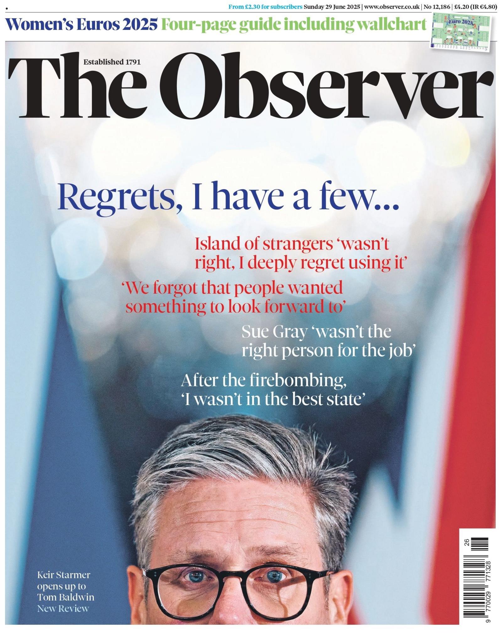 "Regrets, I have a few" reads the headline on the front page of The Guardian.