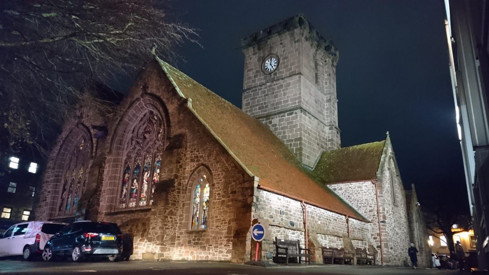 A photo of the church where the service is taking place