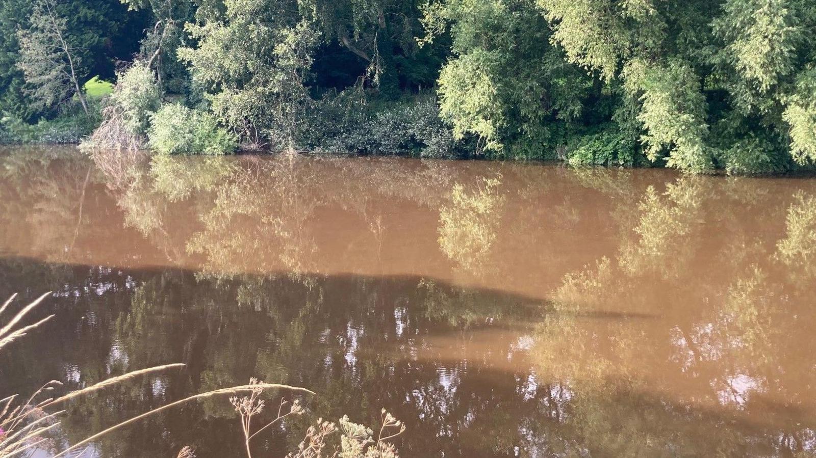 Brown River Wye at Hereford after heavy rain