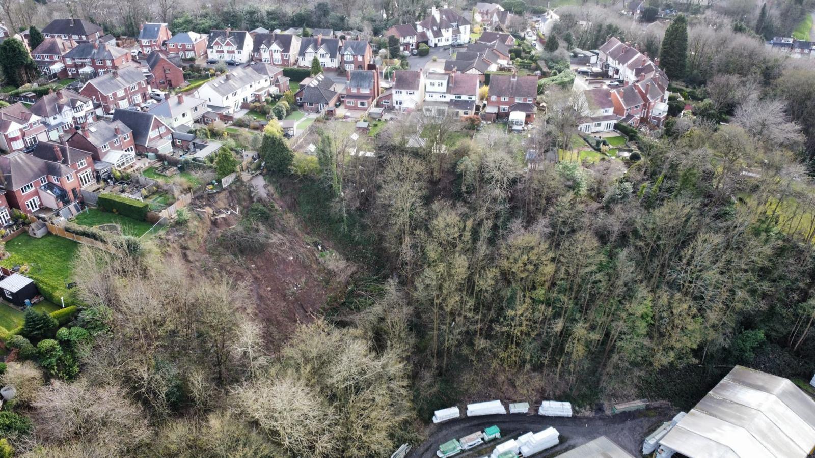 The landslip in Cradley Heath 