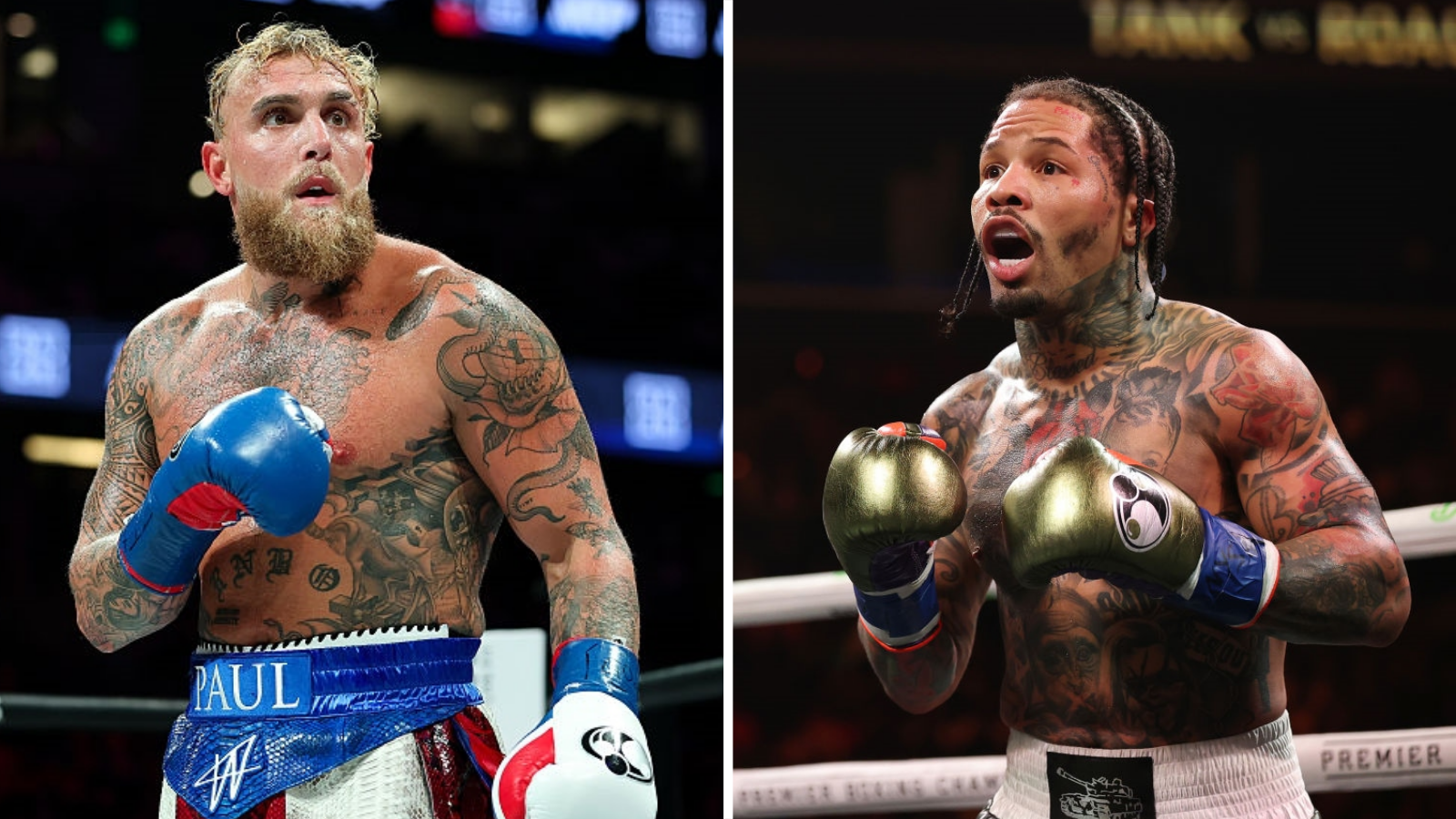A side-by-side position of Jake Paul and Gervonta Davis