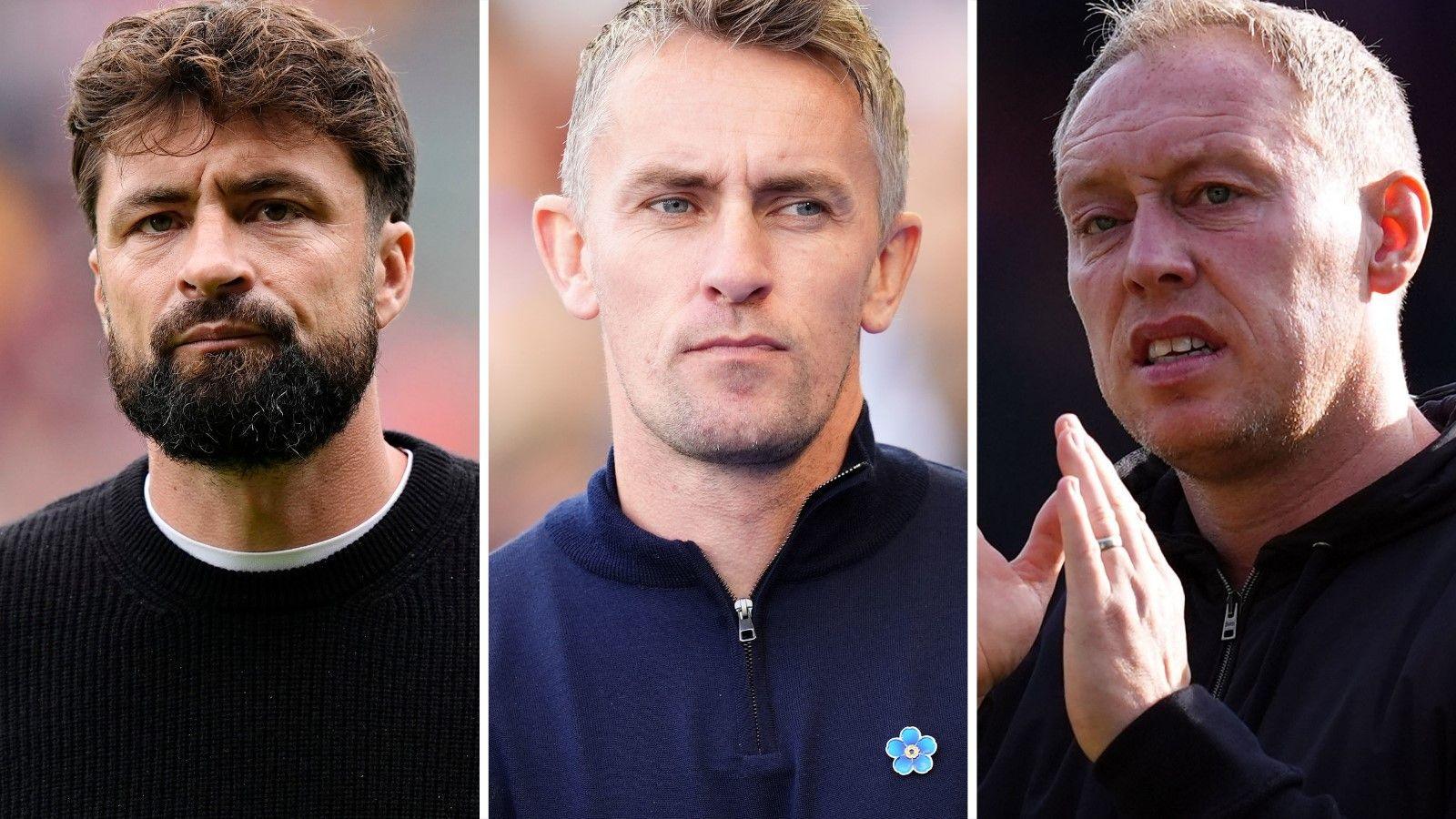 Split image of Southampton manager Russell Martin, Ipswich manager Kieran McKenna and Leicester manager Steve Cooper