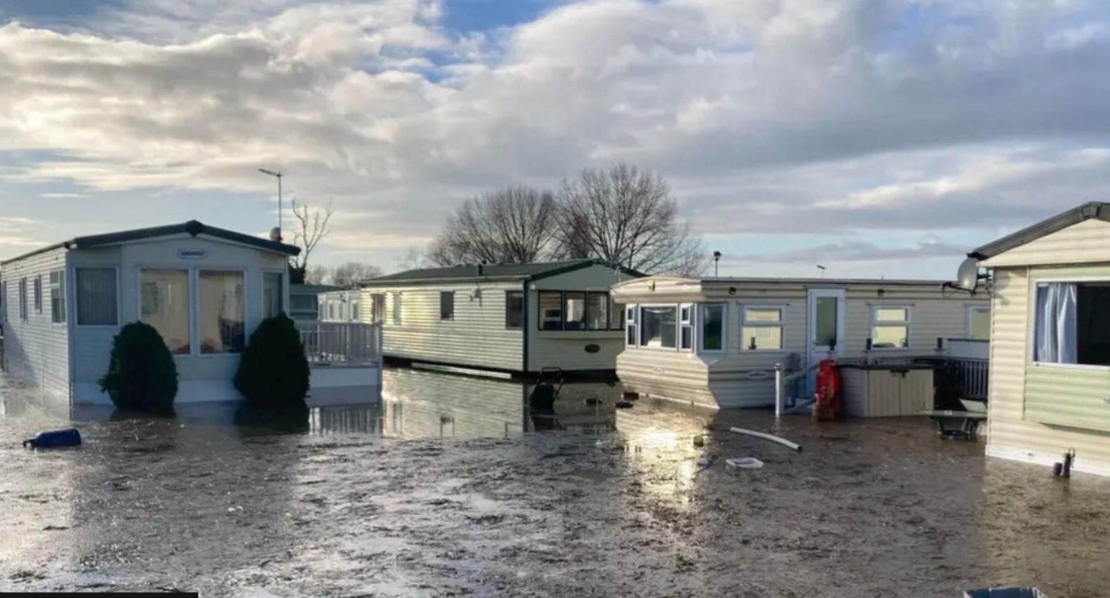 A caravan park flooded as the River Trent reached its highest recorded level at Torksey Lock in January 2024