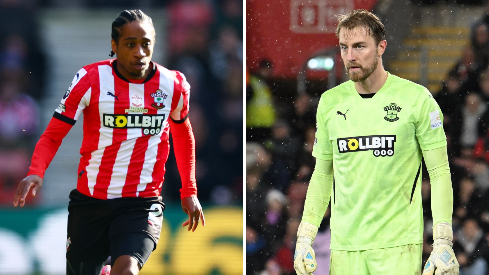 Kyle Walker-Peters and Joe Lumley in action for Southampton