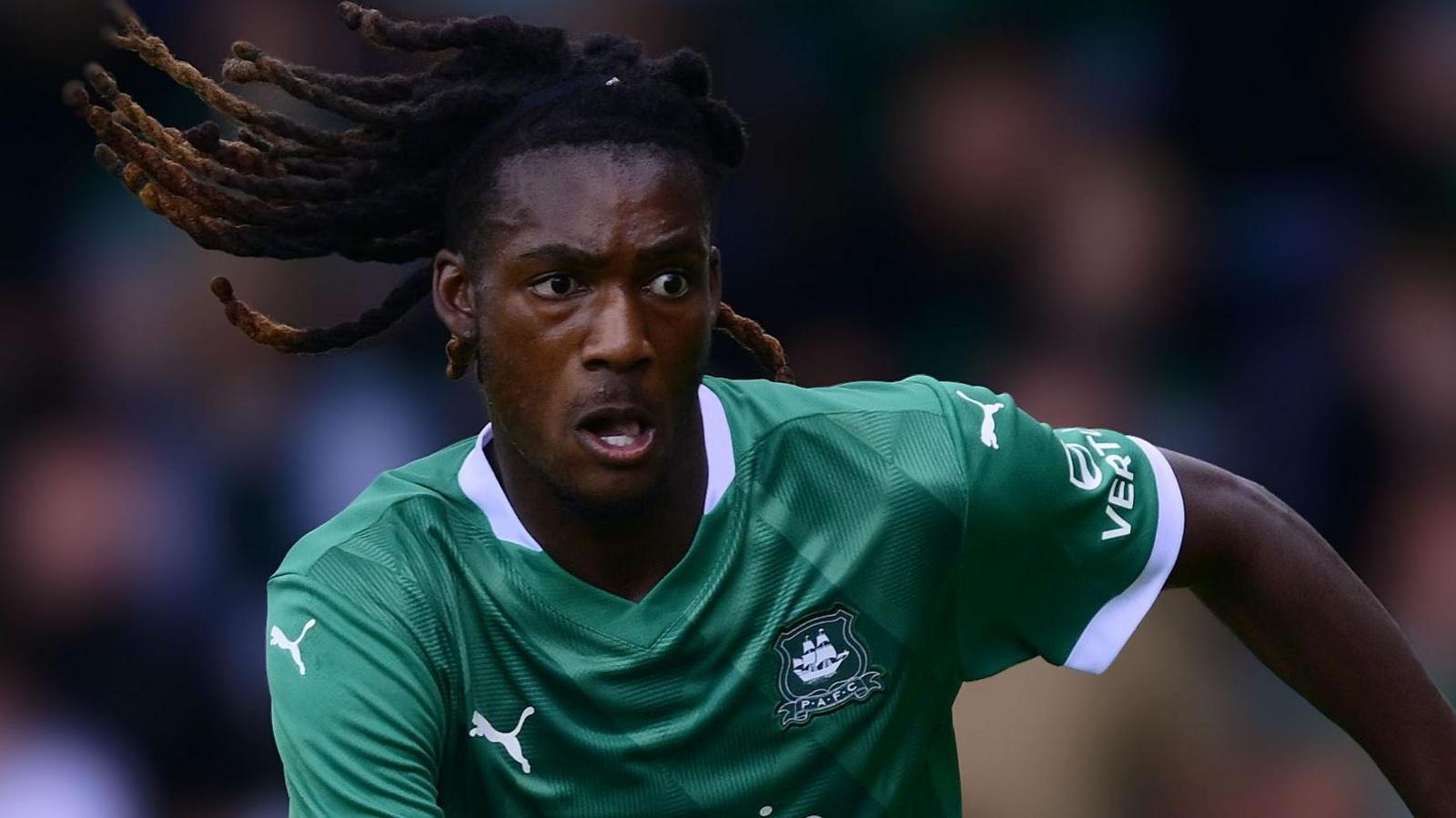 Ibrahim Cissoko in action during pre-season for Plymouth Argyle