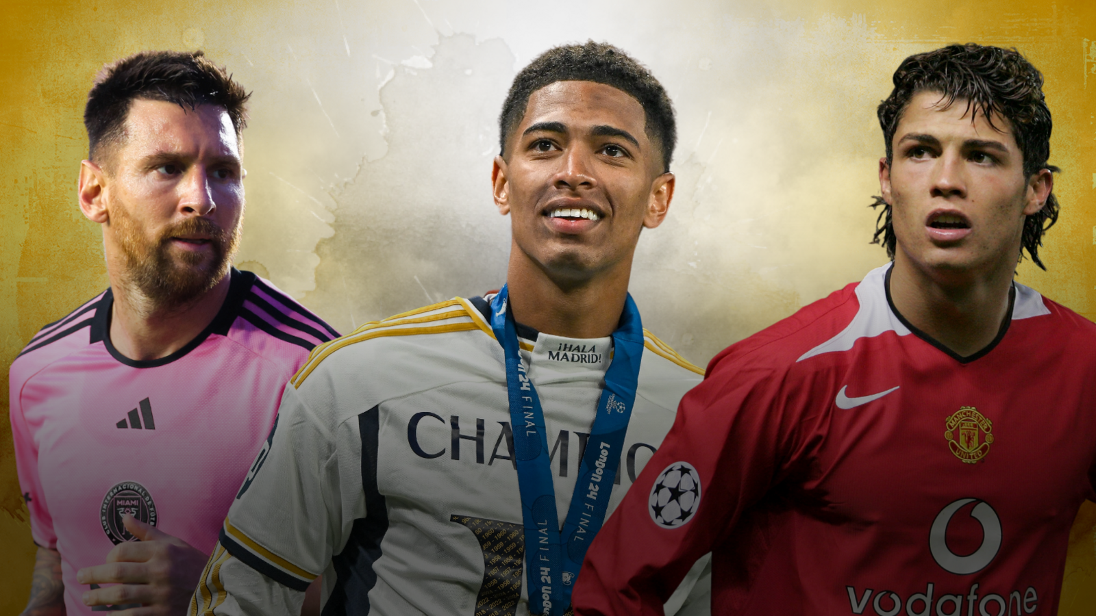 Lionel Messi, Jude Bellingham and Cristiano Ronaldo