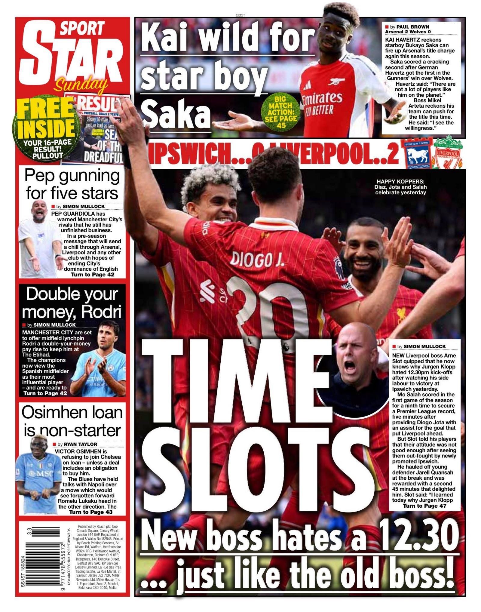 Star on Sunday back page