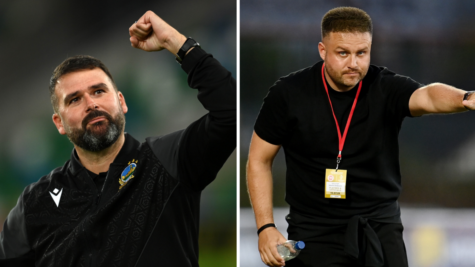 Linfield manager David Healy and Larne boss Nathan Rooney