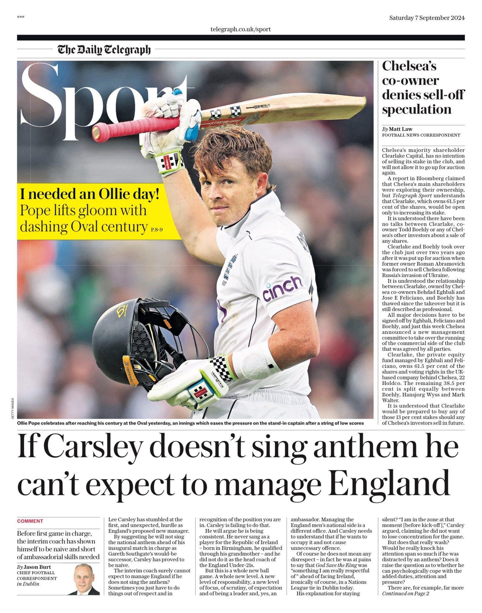 Telegraph back page