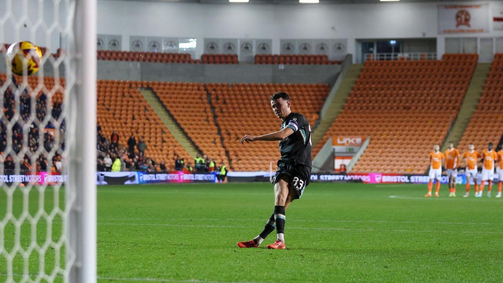 Thomas Hill scores for Liverpool's Under-21 side in a penalty shoot-out against Blackpool