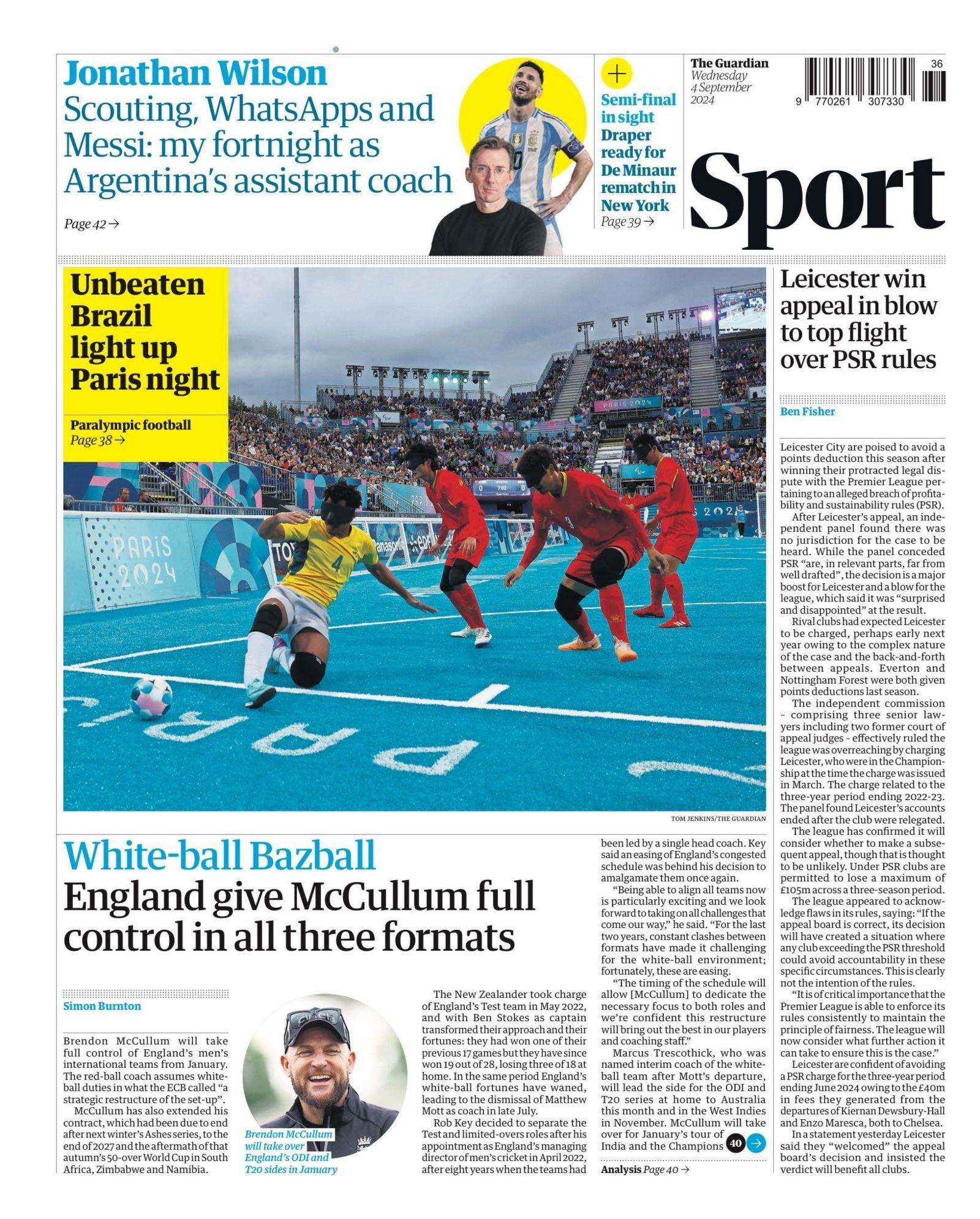 Guardian back page