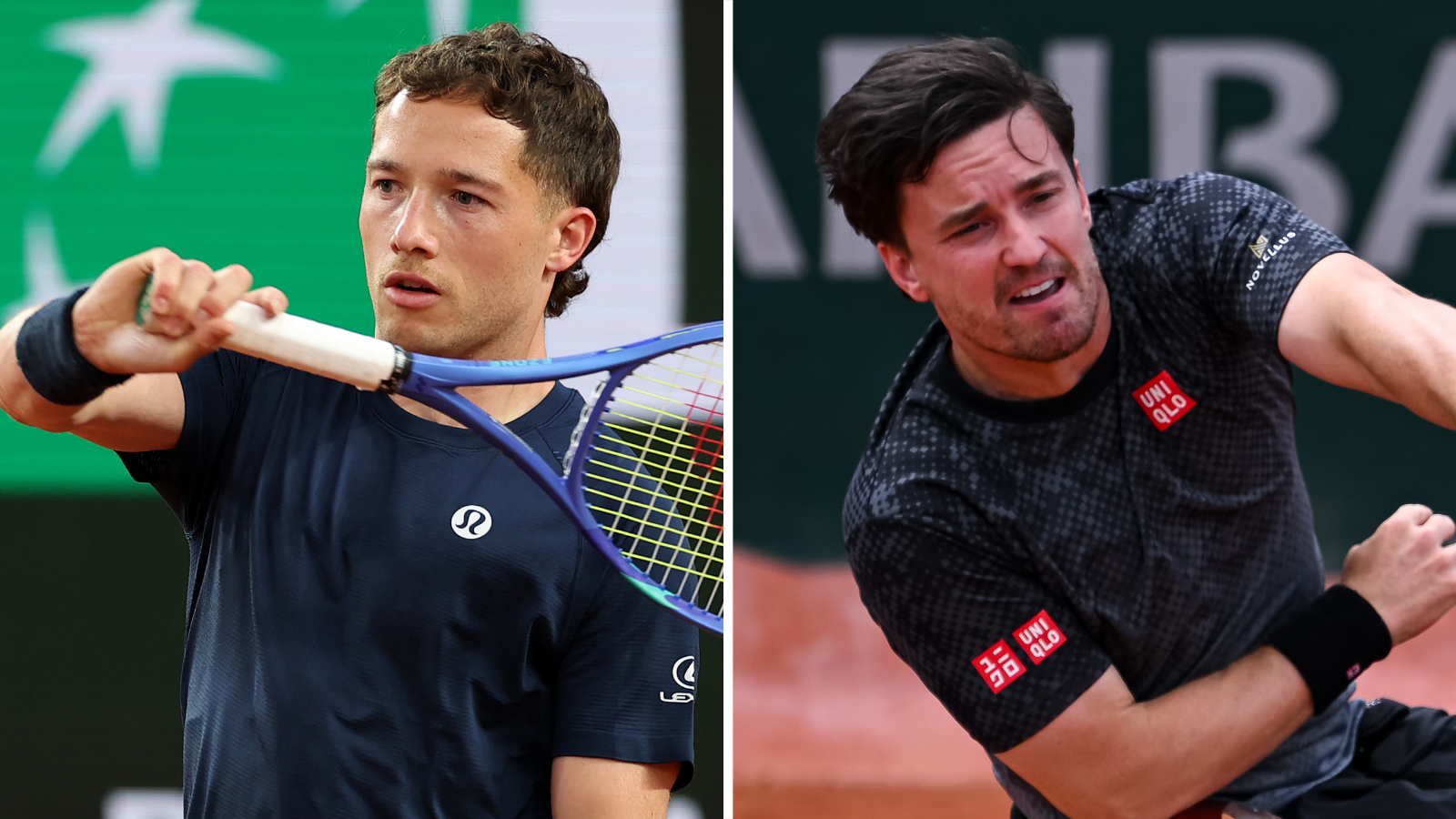 Split image of Alfie Hewett and Gordon Reid in action at the French Open