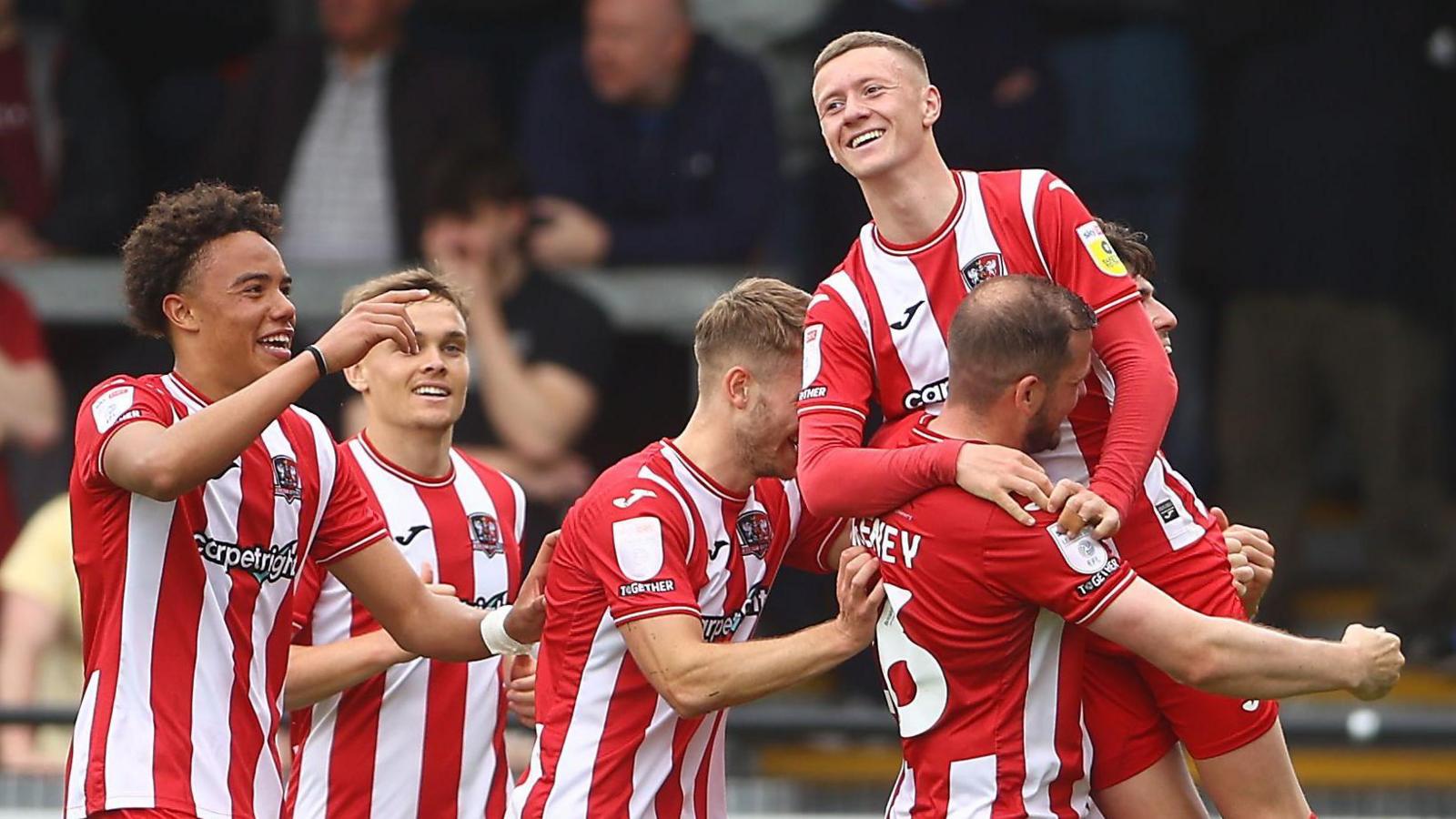 Pierce Sweeney lifts Jay Stansfield in celebration