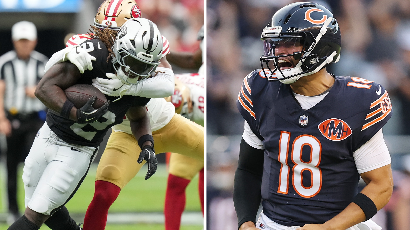 Ashton Jeanty and Caleb Williams in NFL pre-season action