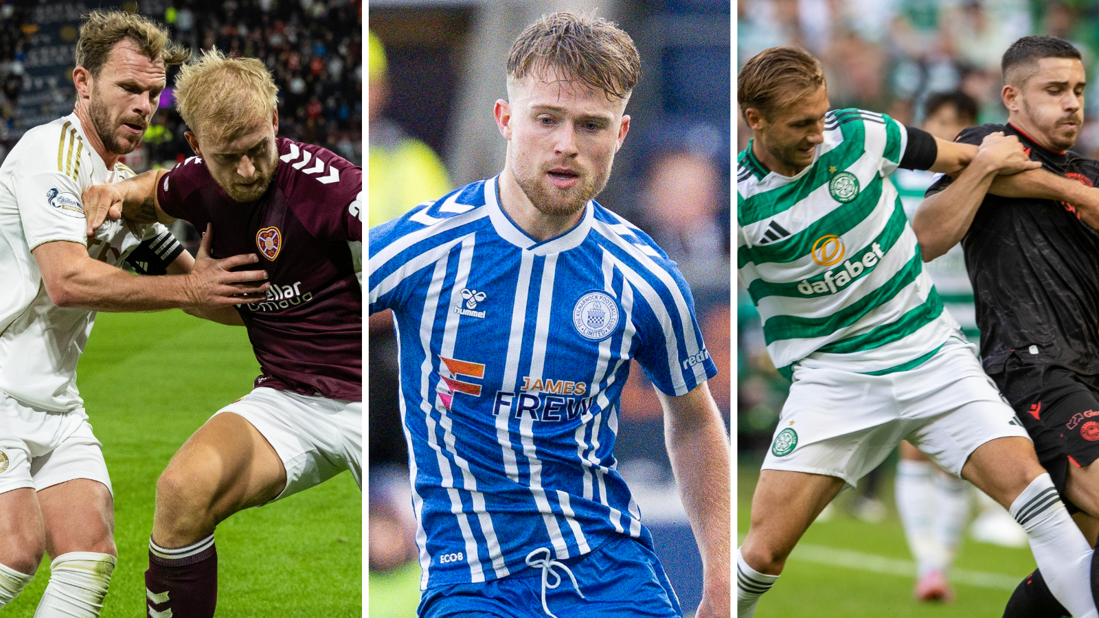 Aberdeen's Nicky Devlin, Hearts' Harry Milne, Kilmarnock's David Watson, Celtic's Benjamin Nygren and St Mirren's Declan John in a split picture