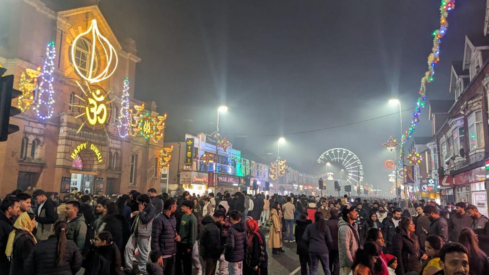 Belgrave Road in Leicester, Diwali 2025