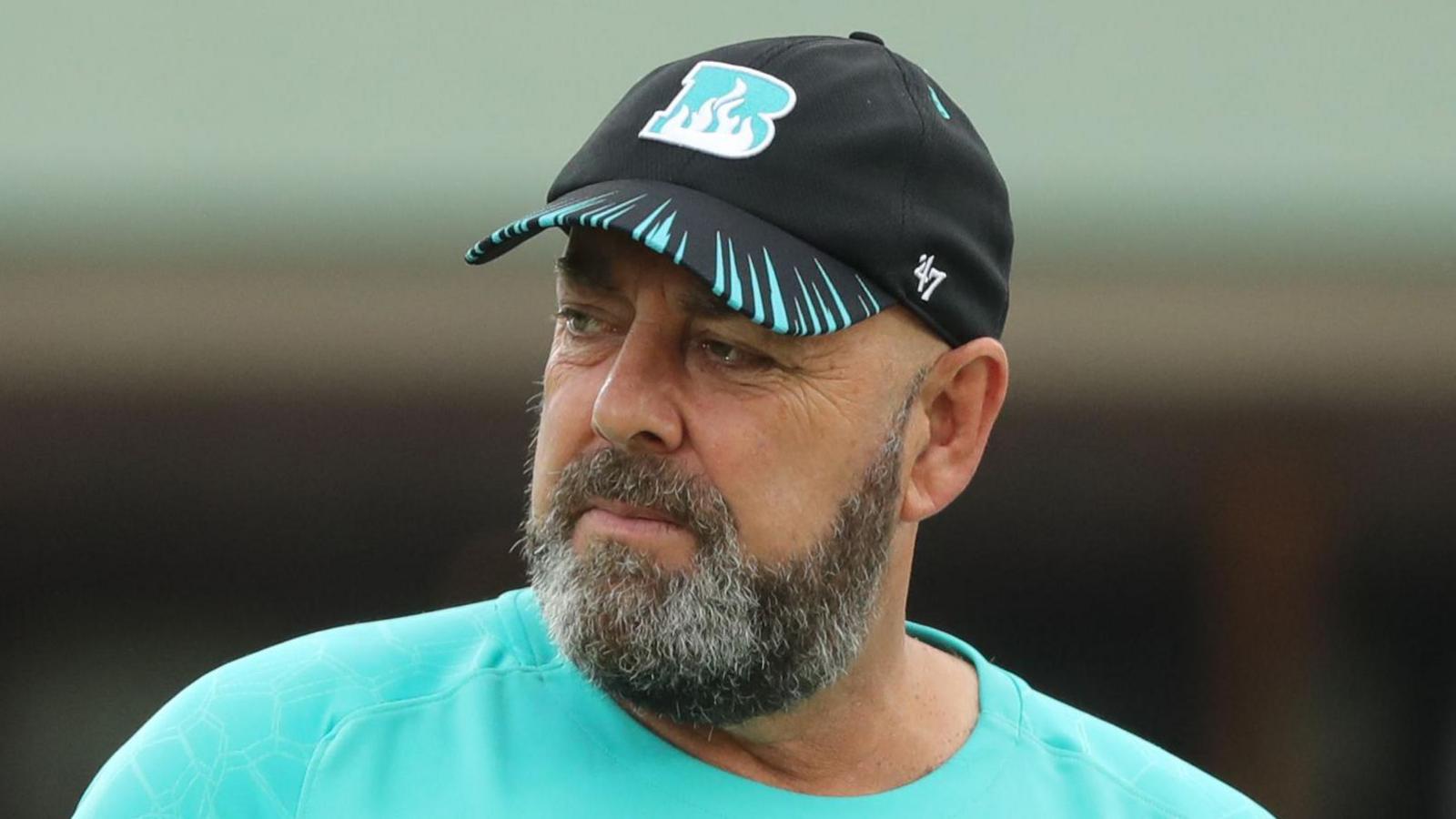 Cricket coach Darren Lehmann watching a Brisbane Heat practice session in 2021