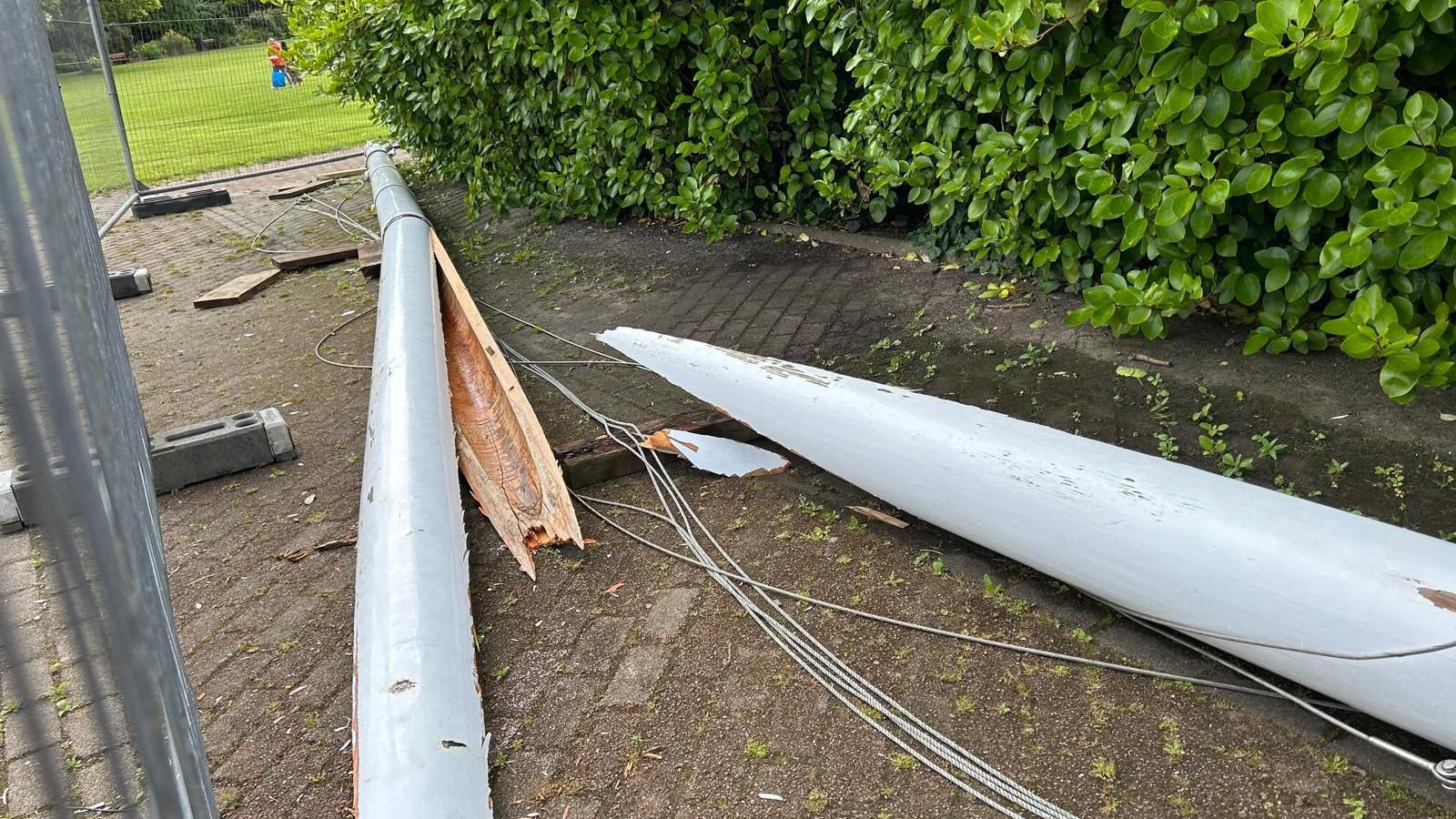 Flag pole on ground