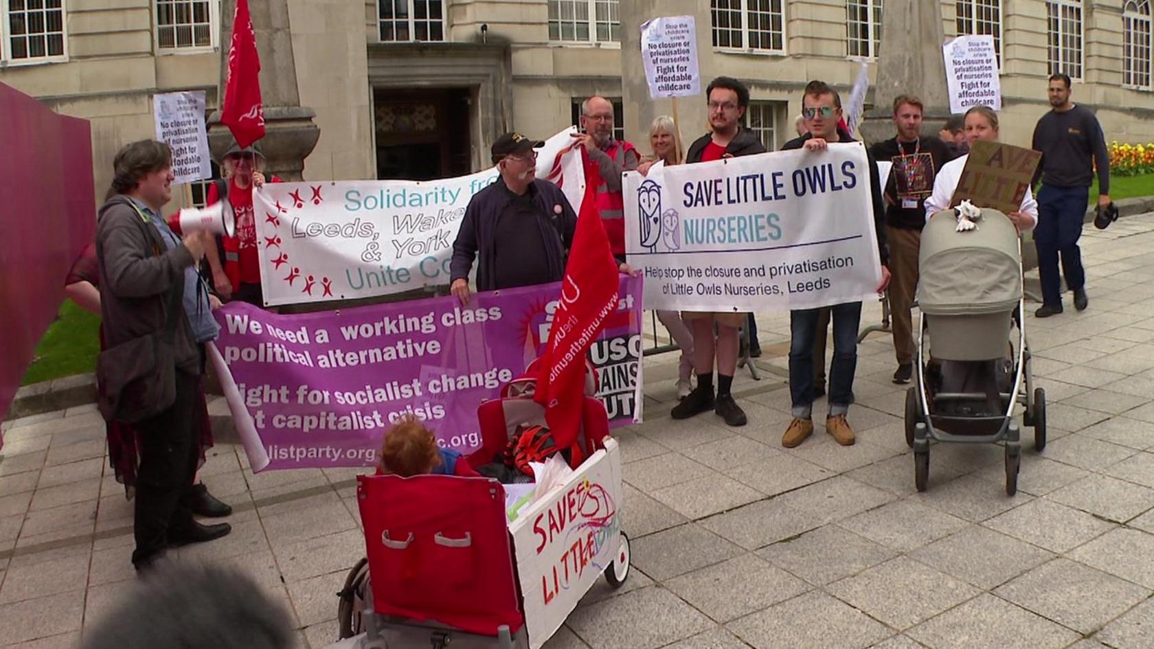 Protest outside Leeds Civic Hall