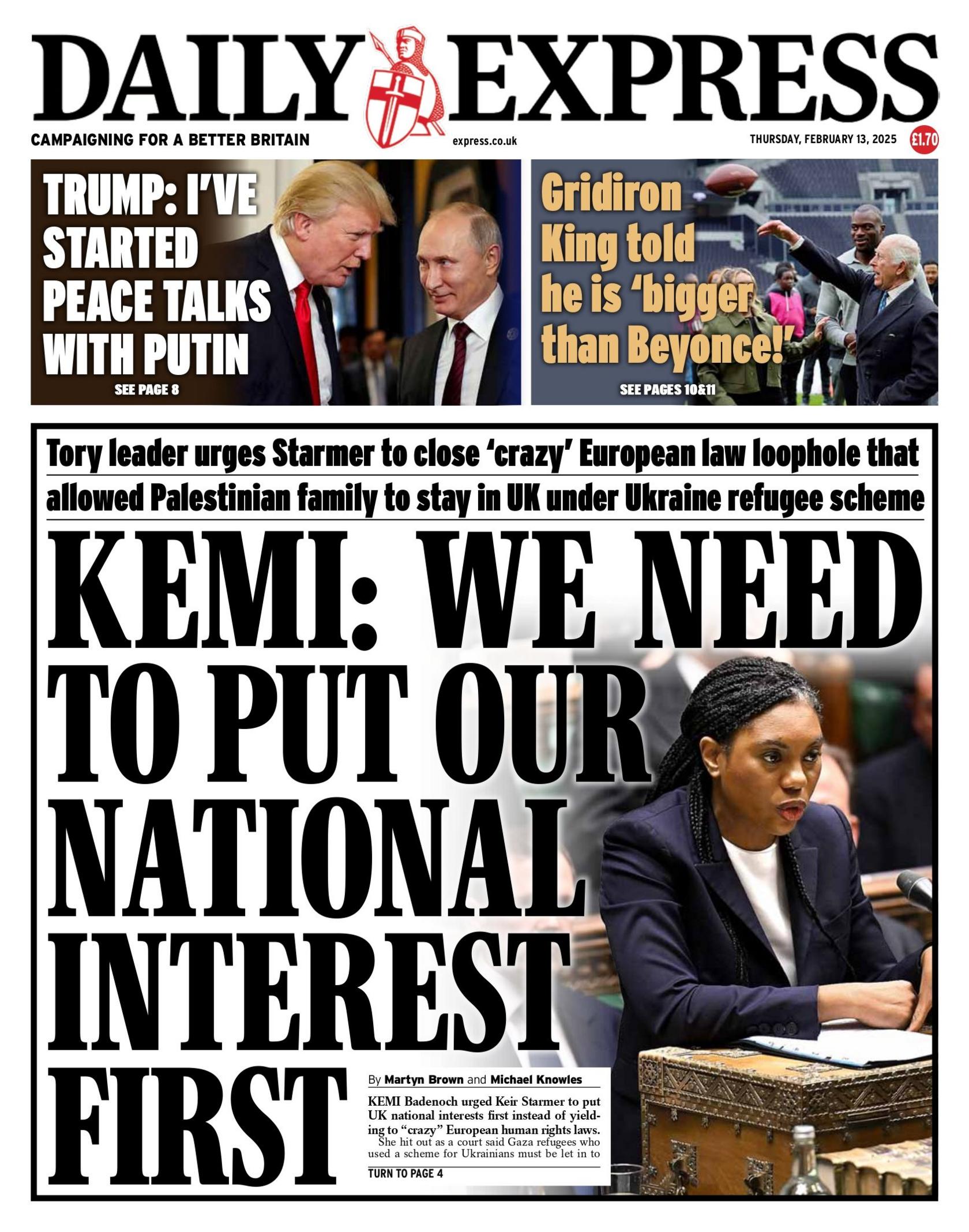 Daily Express front page