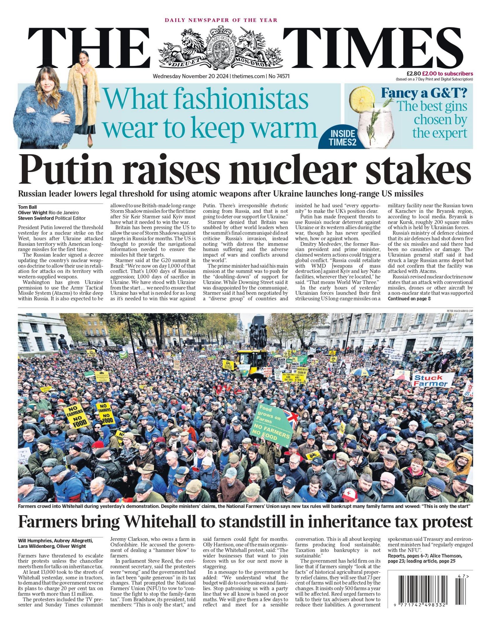 The Times front page