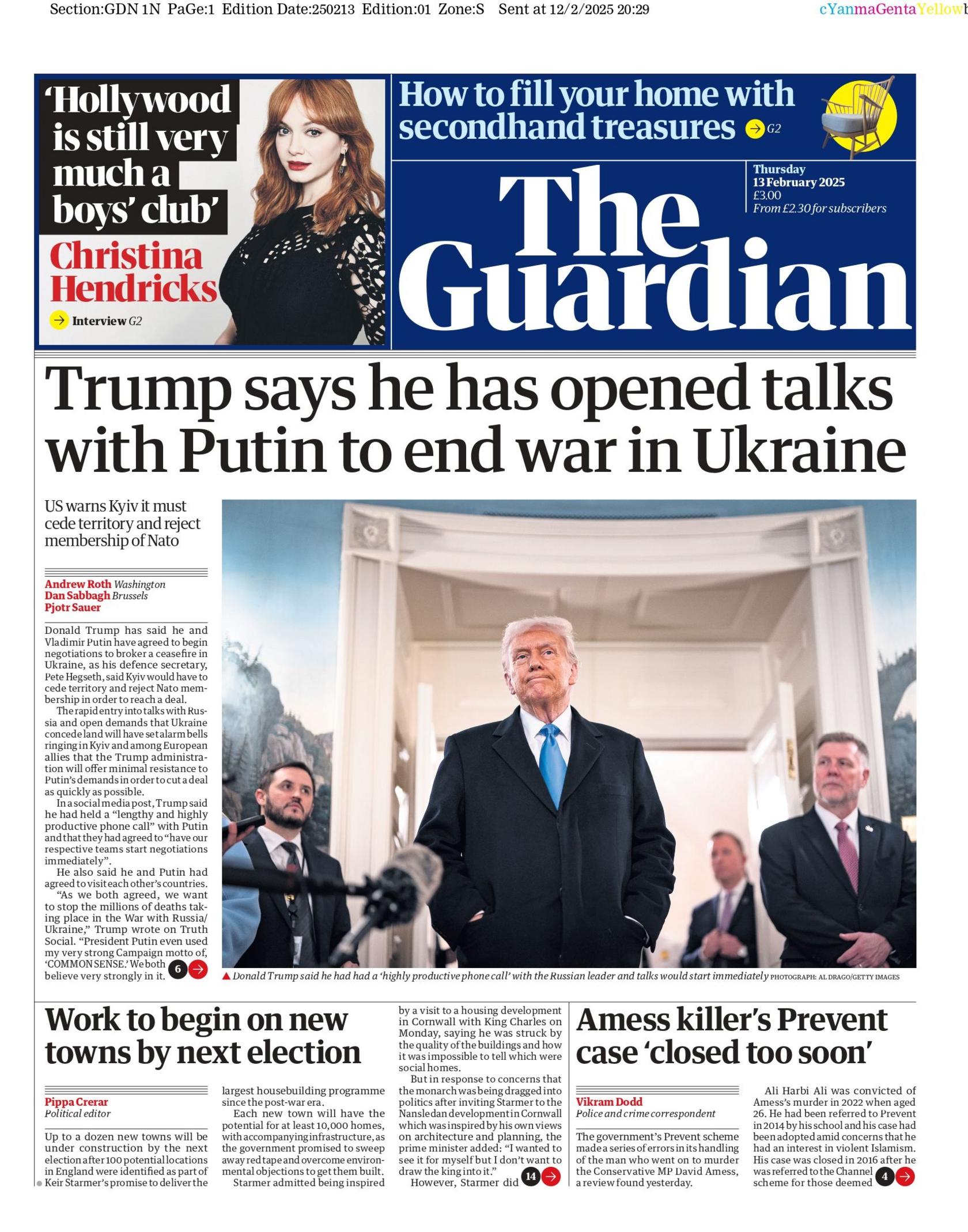 The Guardian front page