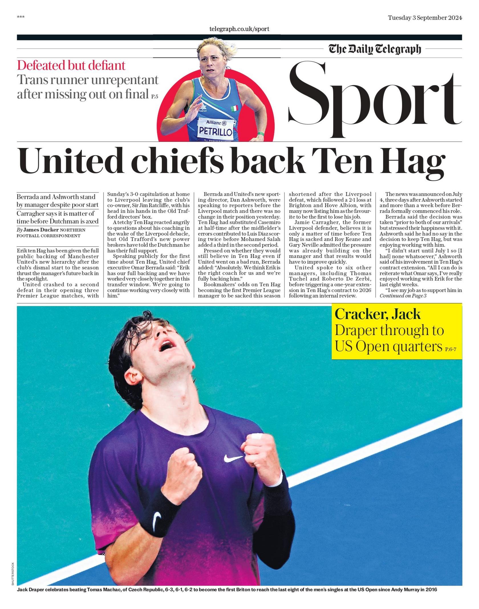 Telegraph back page