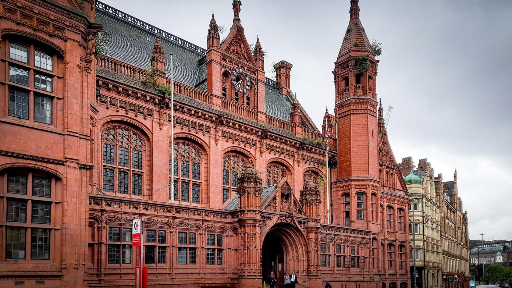 The red brick exterior of Birmingham's law courts