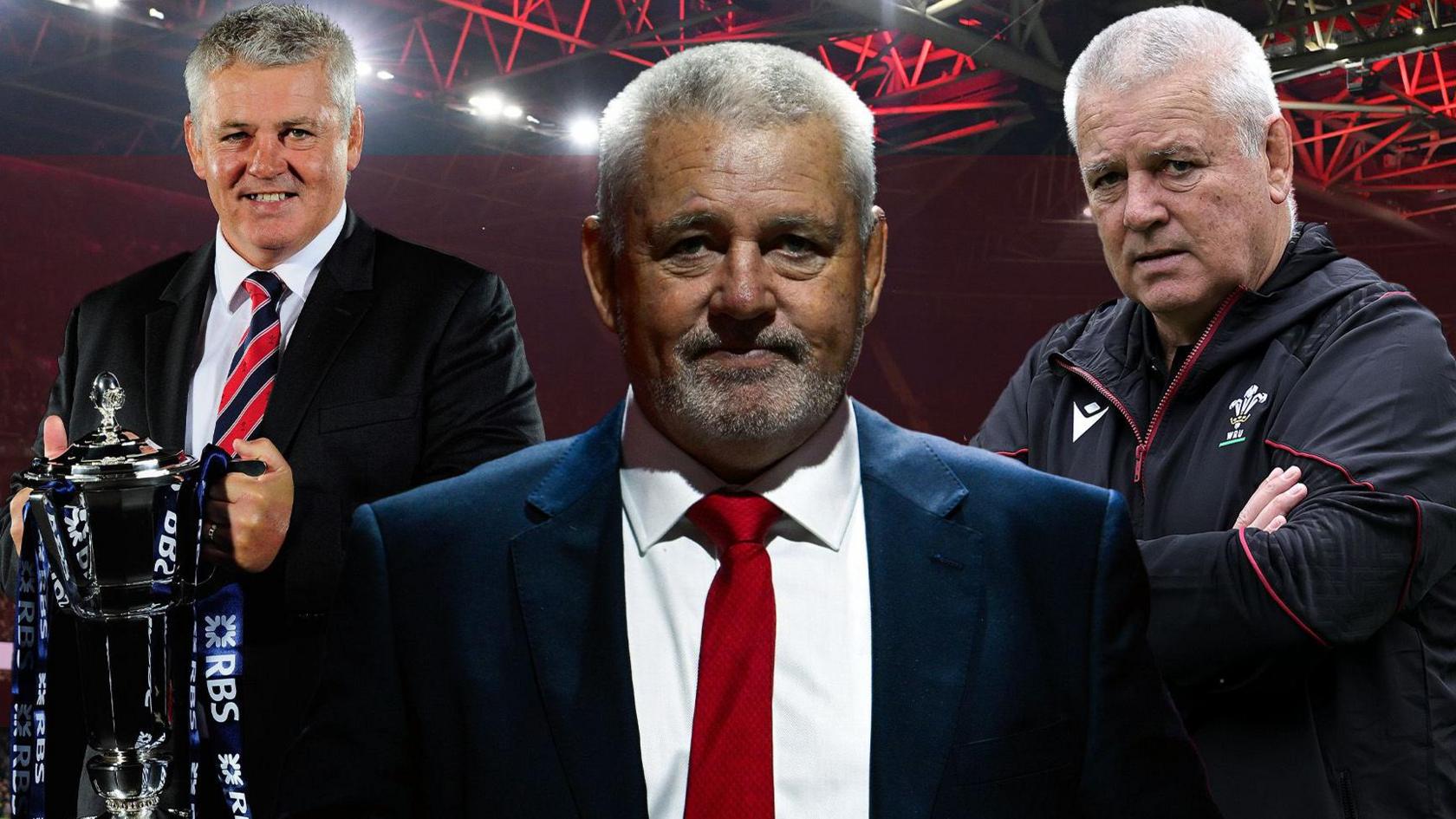 Three images of Warren Gatland over 17 years of his Six Nations career