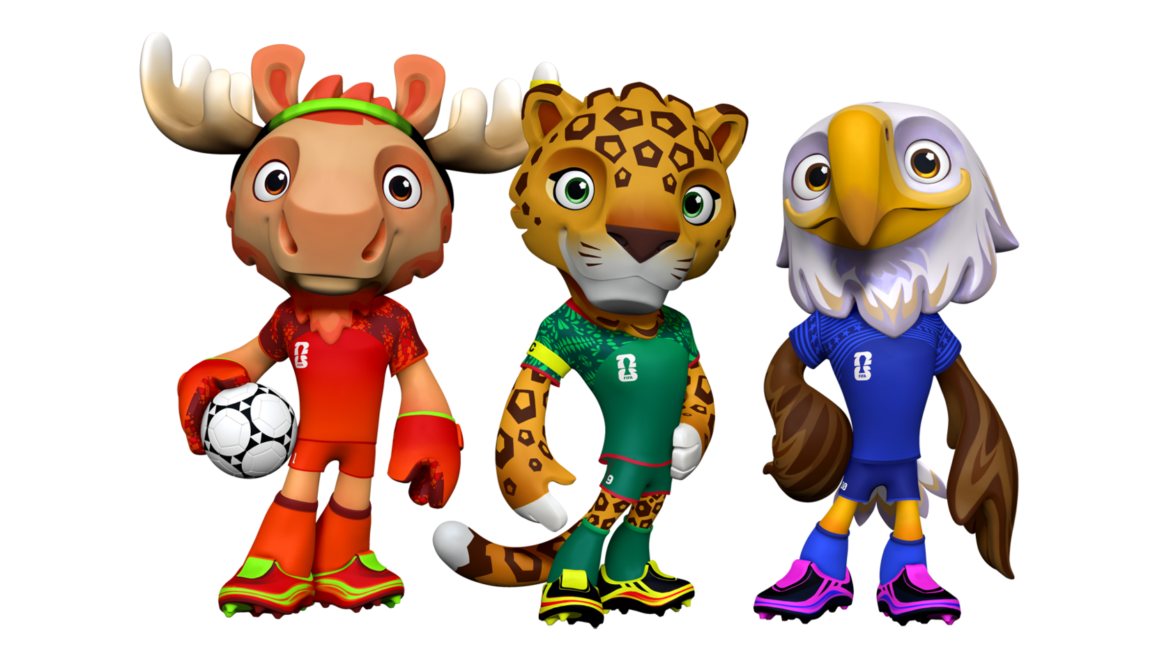 Maple the Moose (Canada), Zayu the Jaguar (Mexico) and Clutch the Bald Eagle (USA).