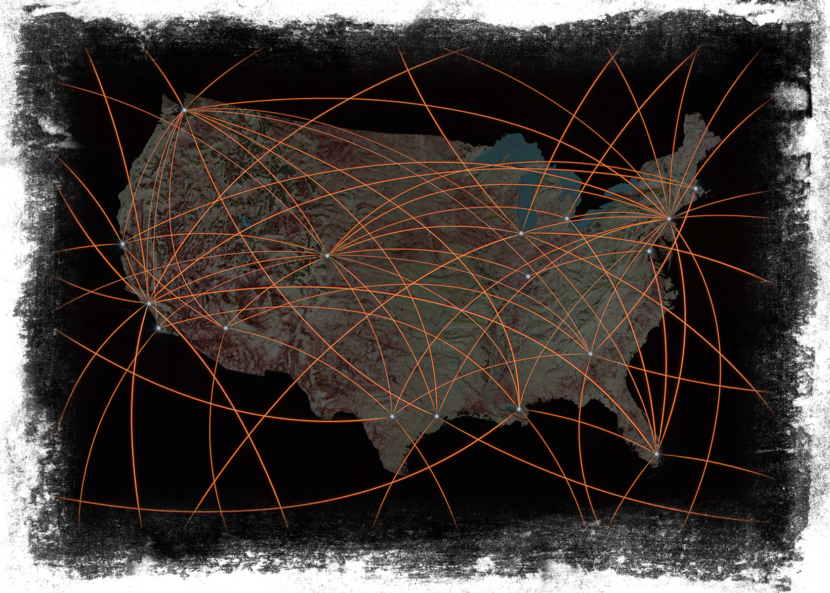 Graphic from Getty Stock images showing connections across US map