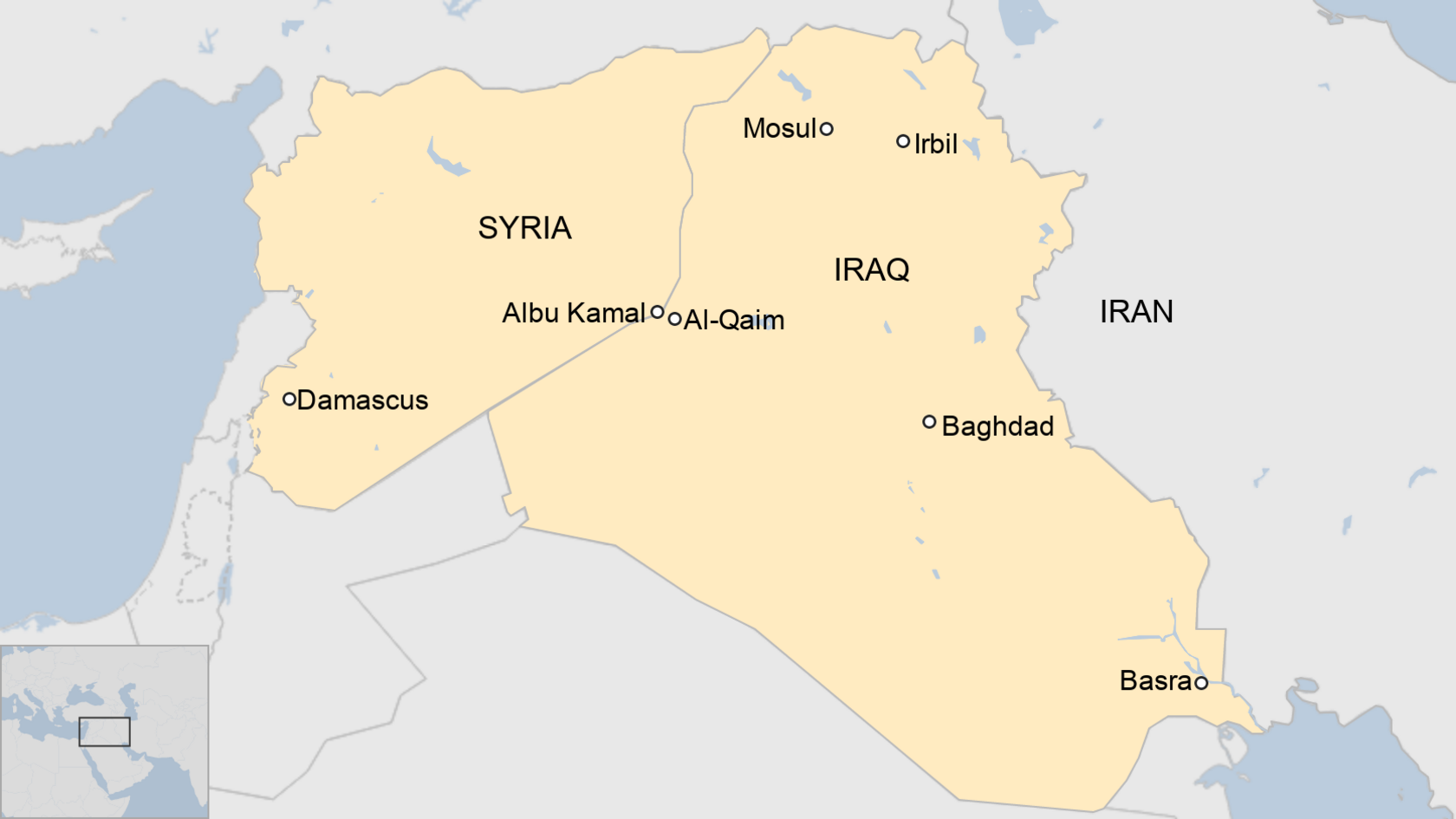 Map of Syria and Iraq