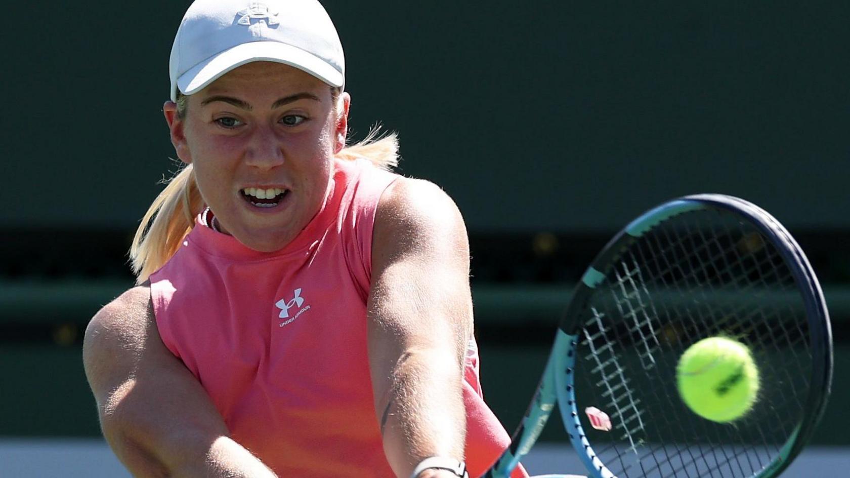 Great Britain's Sonay Kartal plays a shot at Indian Wells