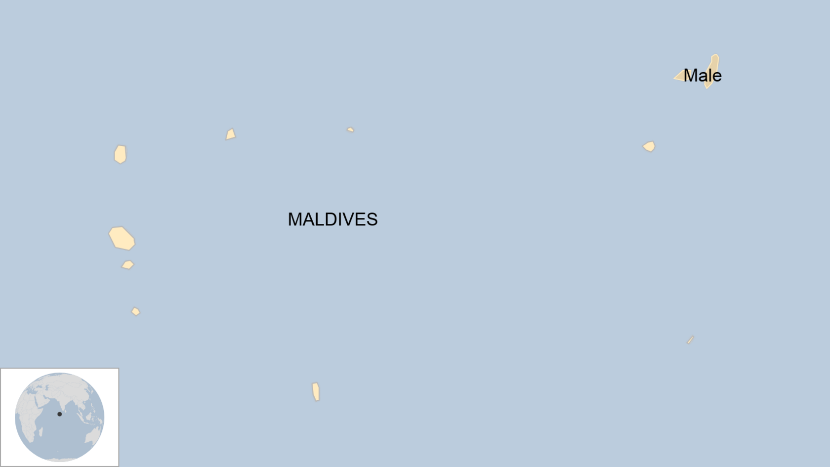 A map showing where Male is in the Maldives