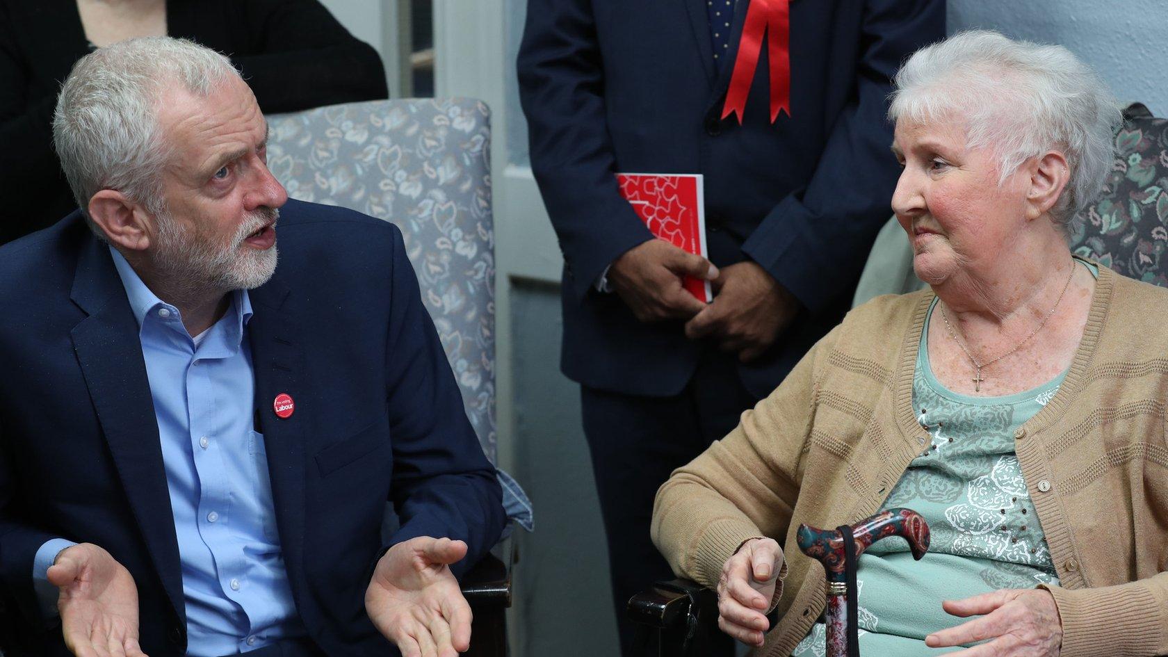 Jeremy Corbyn and pensioner