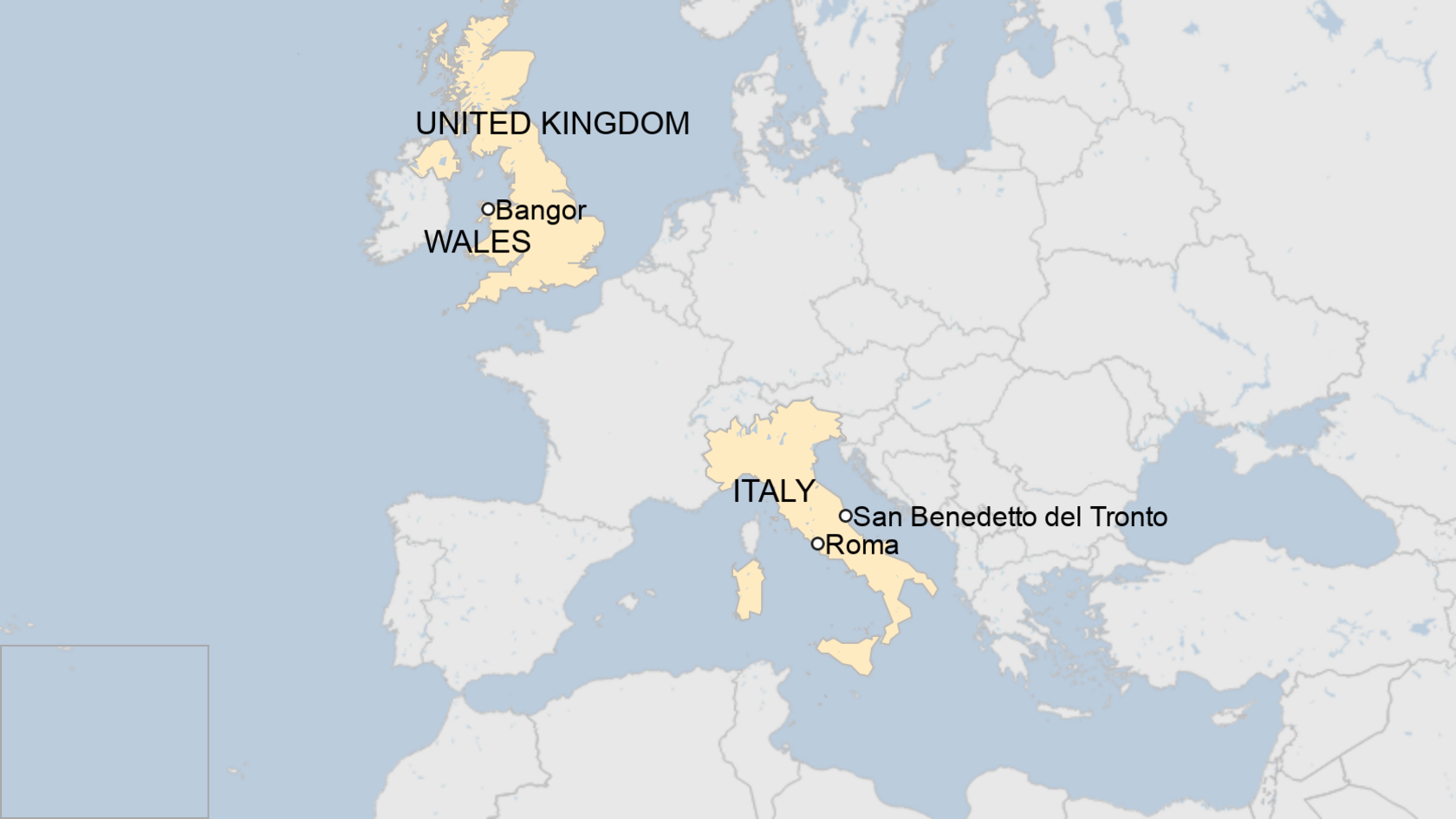 Map of Italy and Wales