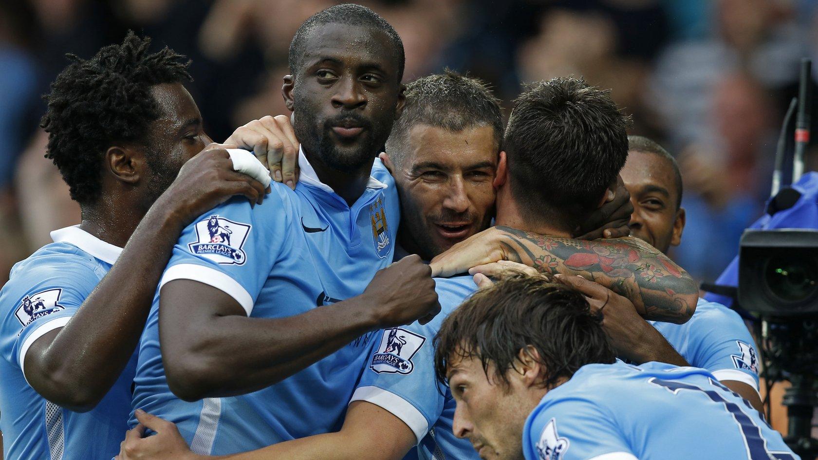 Manchester City players celebrate