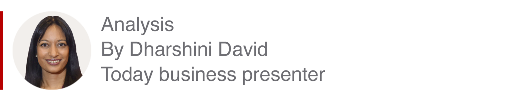 Analysis box by Dharshini David, Today business presenter