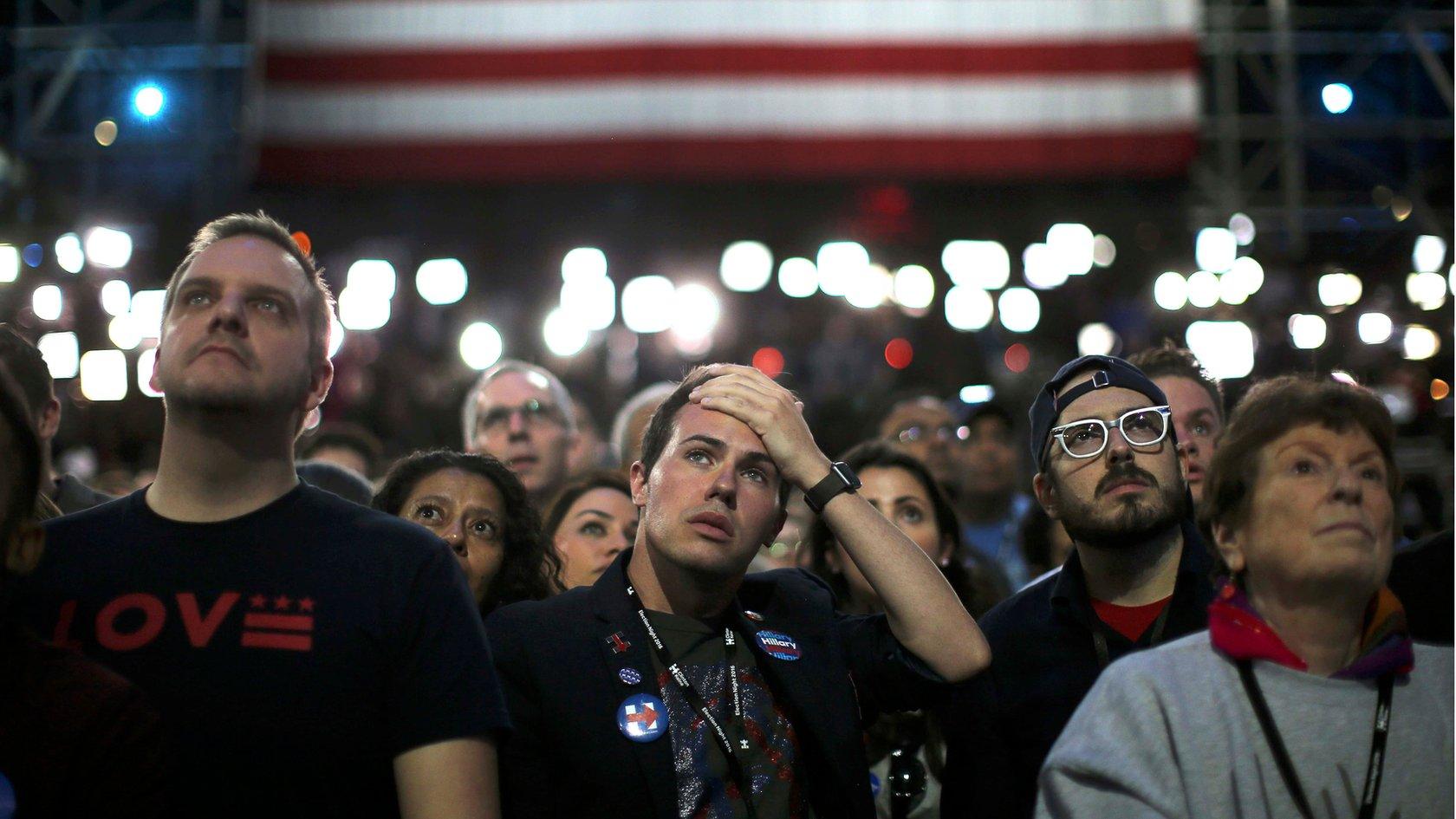 Supporters of Democratic presidential nominee Hillary Clinton