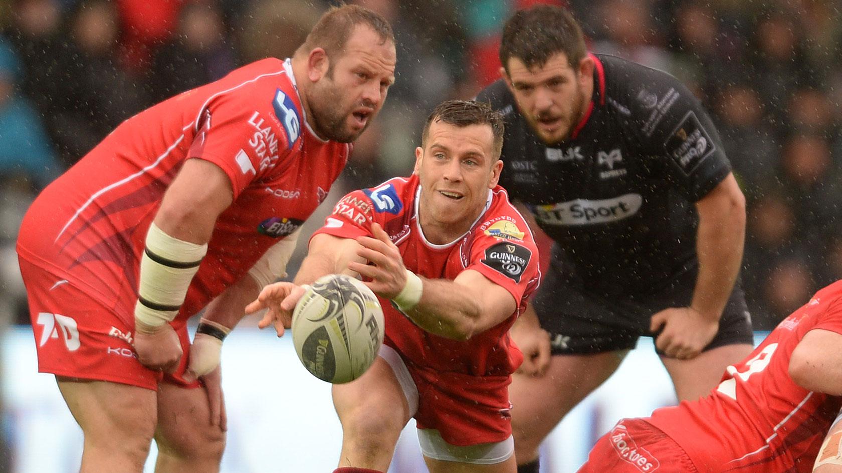 Gareth Davies moves the ball from a scrum