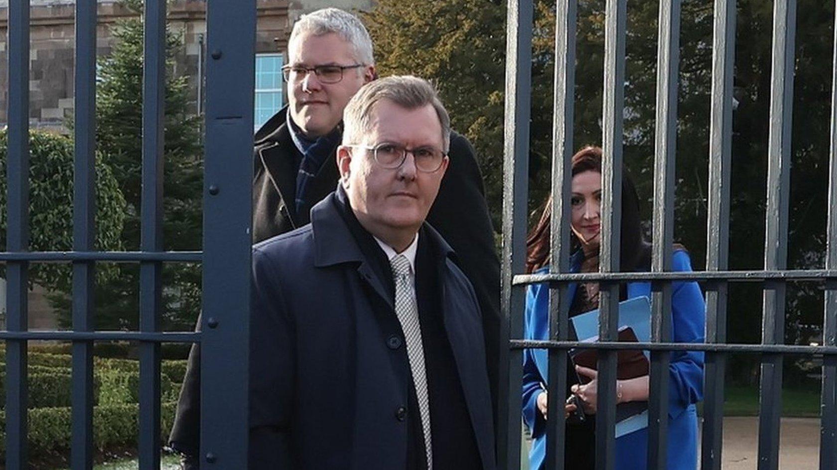 Sir Jeffrey Donaldson, Emma Little-Pengelly and Gavin Robinson