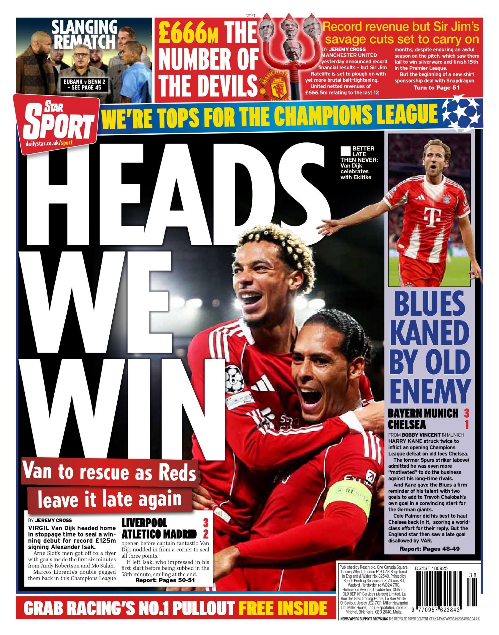 Star Sport back page
