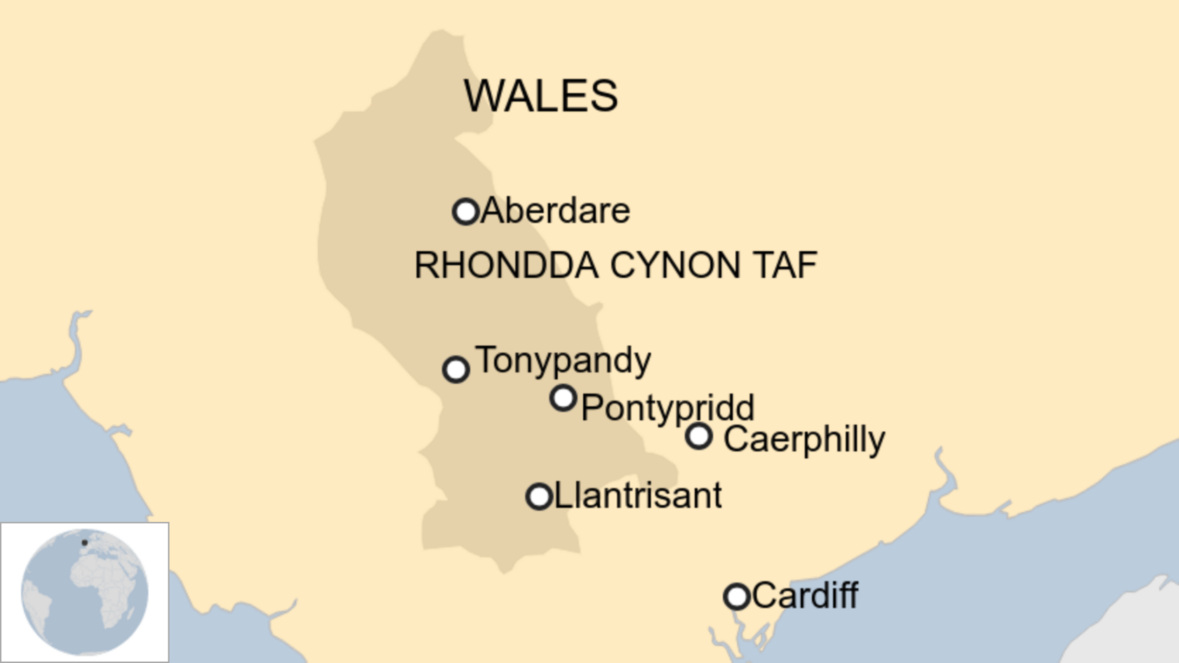 Map of Rhondda Cynon Taf