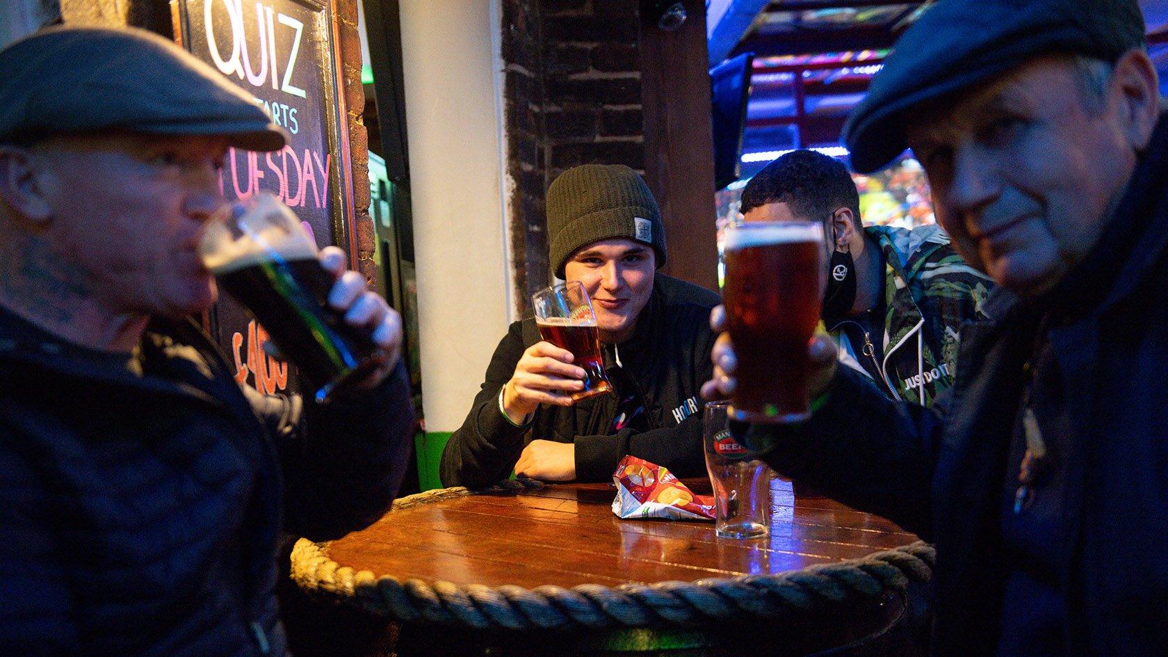 Customers at the The Oak Inn in Coventry, West Midlands